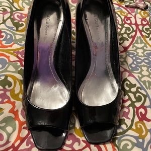 BCBG Patent Peep Toe Pumps